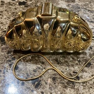 Saks Fifth Avenue Made in Italy Gold Hardshell Handbag